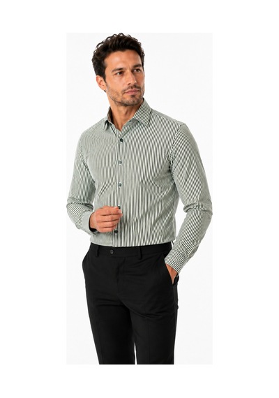 Elitpark Exclusive Line Yeşil Pamuklu Cepli Erkek Gömlek