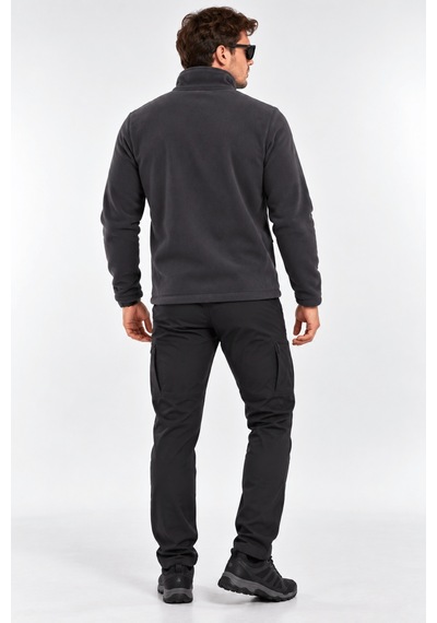 Genius Store Unisex Polar Tam Fermuarlı 3 Cepli Tüylenme Yapmaz Soğuğa Karşı Dayanaklı Spor Erkek-kadın Polar Tekli Koyu Füme