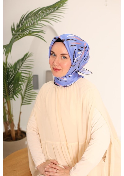 Silk Home Mavi Ekru Desenli Tivil İpek Eşarp 11432-57 Çok Renkli