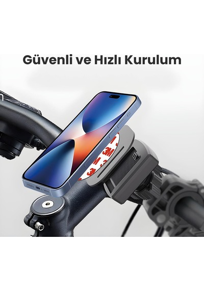 Bph06 Gidon Bağlantılı 360 Derece Ayarlanabilir Hızlı Kilit Özellikli Motosiklet Bisiklet Scooter Universal Telefon Tutucu Diğer