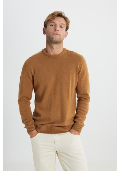 AC&Co / Altınyıldız Classics Erkek Camel Yünlü Dikişsiz Sıcak Tutan Standart Fit Normal Kesim Bisiklet Yaka Armürlü Triko Kazak CAMEL AC&Co / Altınyıldız Classics Erkek Camel Yünlü Dikişsiz Sıcak Tutan Standart Fit Normal Kesim Bisiklet Yaka Armürlü Triko Kazak CAMEL