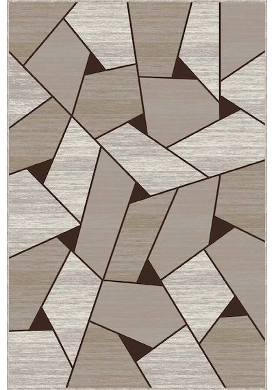 Kahve Kaymaz Geometrik Kesme Rulo Özel Ölçülü Yolluk Vh004n11 Kahverengi
