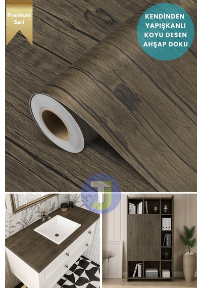 Technojet Premium Seri Kendinden Yapışkanlı Ahşap Desenli Pvc Kaplama 60cmx500cm