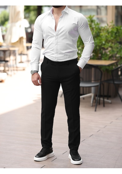 A Kalite Slim Fit Likralı Kumaş Pantolon Siyahh