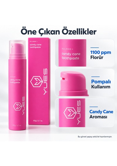Yues Florürlü Pompalı Diş Macunu Candy Cane Aromalı 60 G Beyazlatma