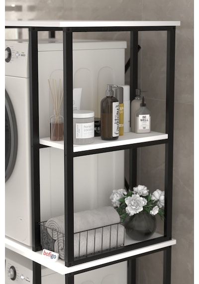 Bofigo Çamaşır Makinesi Dolabı Kurutma Makinesi Dolabı Metal Banyo Dolabı Mısra Beyaz