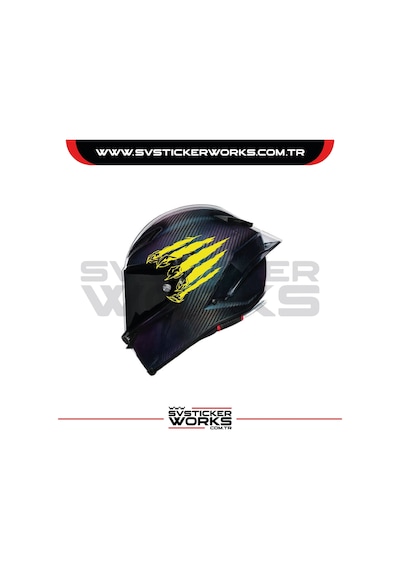 Pençe Wolf Sticker Kask Sticker Kasklar Uyumlu Tek Yön 1 Adet Sarı