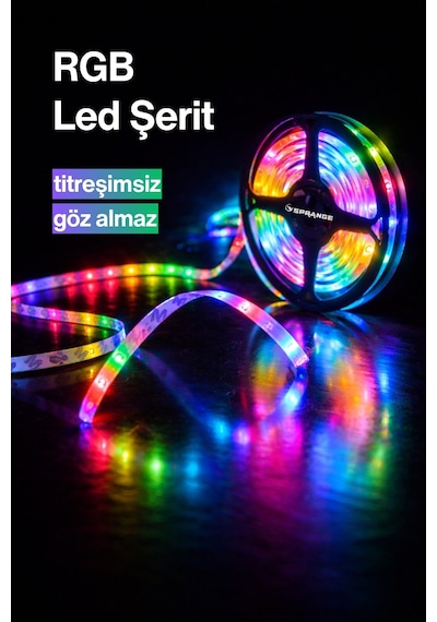 5 Metre Rgb Şerit Led 16 Renkli Kumandalı 4 Modlu Ayarlanabilir Işık 5v Usb Silikon Neon Led RGB
