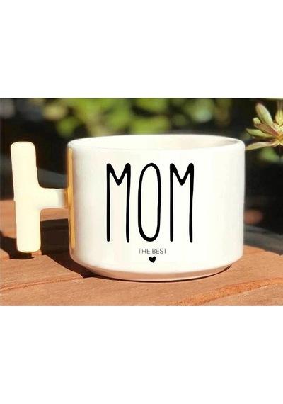 Mom Dad The Best Baskılı Çift 2'li Beyaz T Kulp Kupa Bardak