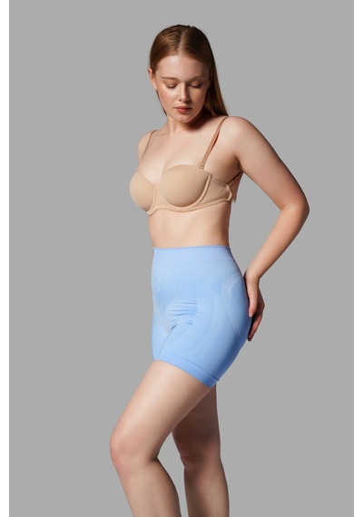 Push Up Seamless Dikişsiz Kalça Şekillendirici Kısa Paçalı Korse 2064 Mavi