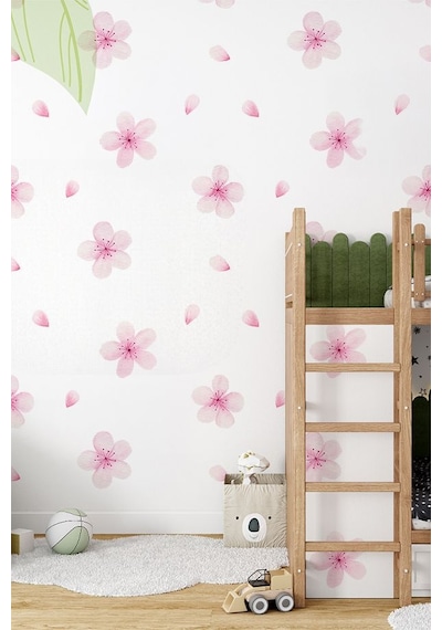 Pembe Çiçek Temalı 20 Parça Çocuk Ve Bebek Odası Dekoratif Duvar Sticker Seti