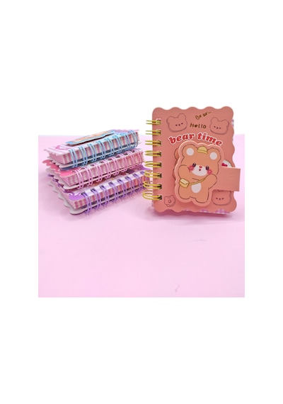 Hello Bear Cırtlı Cep Boy Sevimli Ayıcık Mini Not Defteri 7x8 Cm - Kahverengi