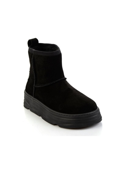 Bambi Siyah Hakiki Deri Kadın Bot & Bootie K02748100602 Siyah