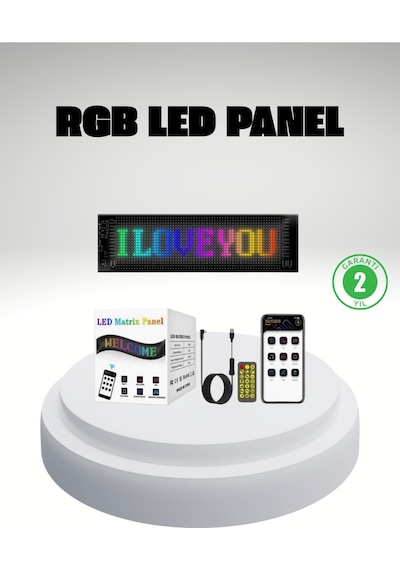 Rgb Led Panel Mobil Uyumlu, Yazı Ve Gıf Destekli, Usb Bağlantılı Dekoratif Ekran - Sarı