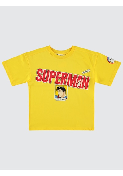 Süperman Erkek Çocuk Tişört 6-9 Yaş Sarı