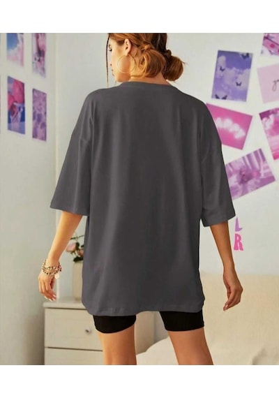 Kozia Outdoors Malkoçbey Korsan Ayı Baskılı Oversize Unisex Basic T-sihirt Füme