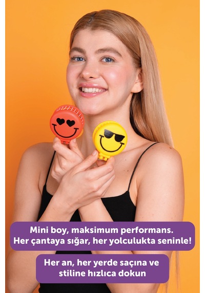 Beauty Makaron X Sw. Smiley Saç Fırçası - 3d Esnek, Aynalı, Çanta Boy - Compact Detangler Sarı