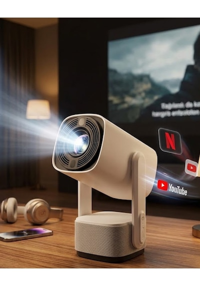 Akıllı Projeksiyon Powerbankli Taşınabilir Sinema Projektörü 4k Hd Kaliteli - Lisinya