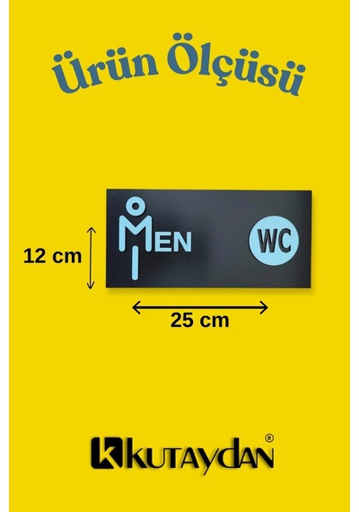Dekoratif Ahşap 2d Kabartma Men Figürlü Wc Tabelası - Mavi