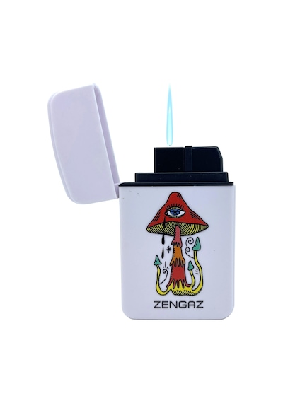 Zengaz Cool Tasarım Jet Alev Çakmak - Crying Cosmic Shroom Beyaz