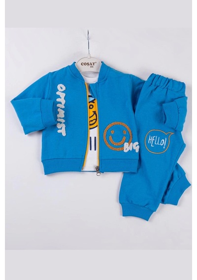 Babydonat Optimist Nakışlı Erkek Bebek Takım mavi