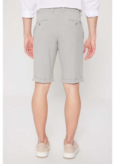 AC&Co / Altınyıldız Classics Erkek Grı Slim Fit Dar Kesim Beli Bağlamalı Gofre Desenli Yan Cepli Şort Gri