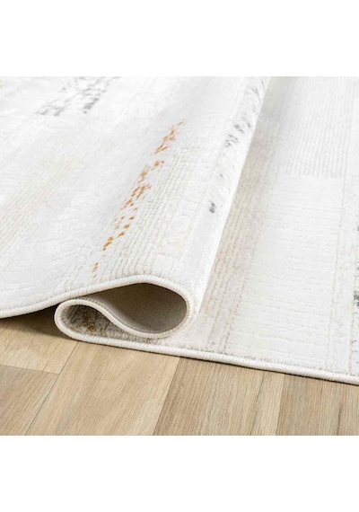 Beyaz Çok Renkli Yatay Blok Desenli Modern Halı - Nd5114mv