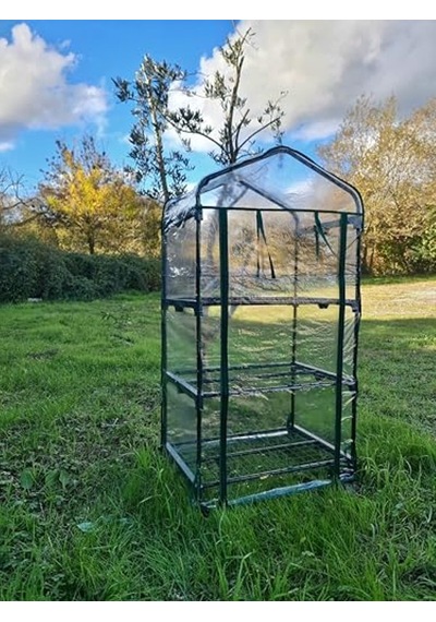 16030 3 Katlı Tekerlekli Portatif Şeffaf Bahçe Serası - 69cm X 49cm X 127cm Aahşap