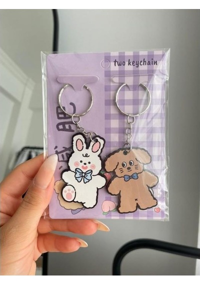 Kawaii Bunny Bear İkili Anahtarlık