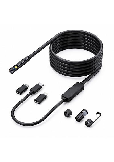 Ultratekno Ult110s 10m Çift Kameralı 1440p Endoskop Yılan Kamera Ip68 8mm Sert Kablo İos Android