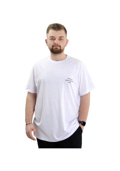 Mode Xl Büyük Beden Baskılı Erkek T-shirt Bisiklet Yaka Tıme U24036 Beyaz Beyaz