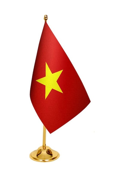 Masa Üstü Vietnam Bayrağı + Pirinç Direk Masa Bayrak Seti