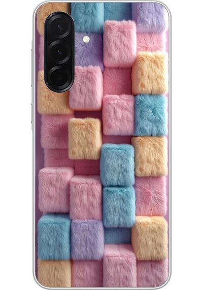 Samsung Galaxy A36 Uyumlu Pembe Tüylü Kareler Baskılı Silikon Kılıf Renkli