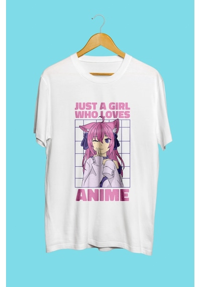 Anime Kızları Anime Çizim Baskılı Unisex Tişört Beyaz