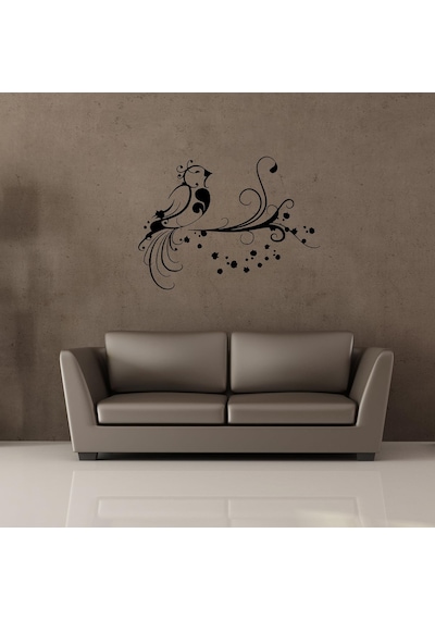 Folyo Sticker Kuş Deseni Adkpquy750 40cm Uzunluk Siyah