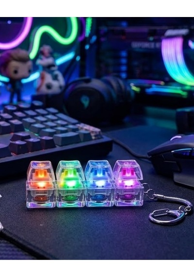 Mekanik Klavye Anahtarlık Işıklı Gerginlik Giderici Klik Tuş Oyuncağı Renkli Fidget