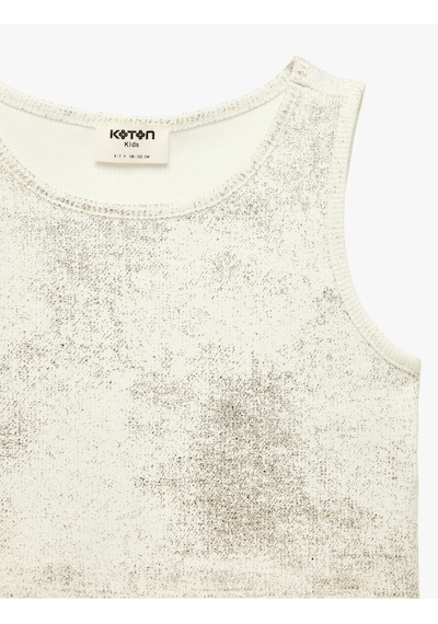 Koton Simli Kolsuz Bisiklet Yaka Pamuklu Crop Atlet Ekru 6skg30068ak