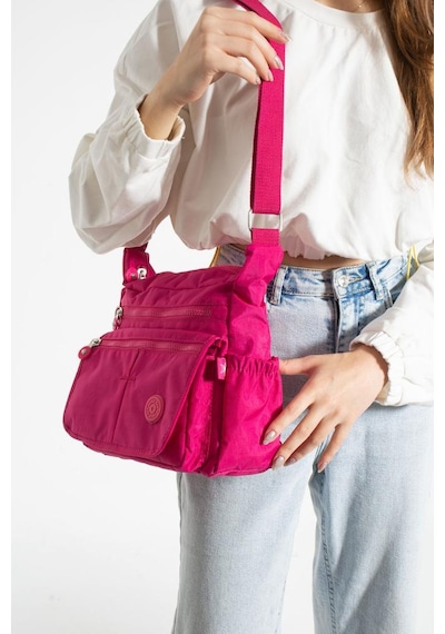 Baginn Klinkır Kadın Postacı Çanta Çok Cepli Kapaklı Model 30 20 Cm Su İtici Çapraz Askılı Postacı Çanta Pembe