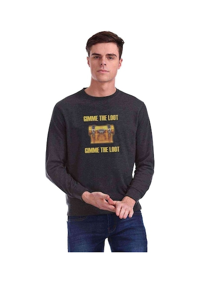 Fortnıte Gimme The Loot Golden Baskılı Füme Erkek Örme Sweat