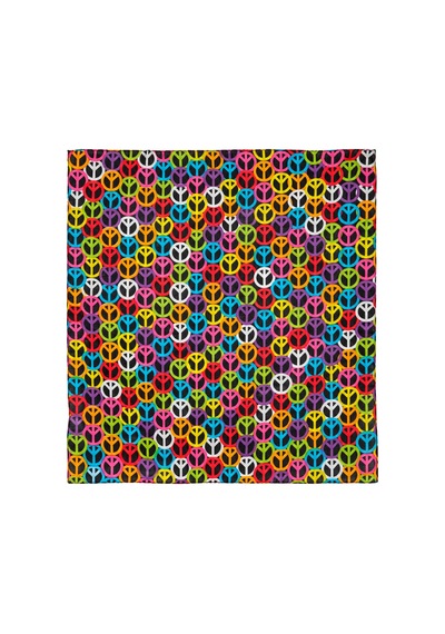 Herşeynota Peace Desenli Renkli 52x52 Cm %100 Pamuk Fular Bandana Unisex Çok Amaçlı Çok Renkli