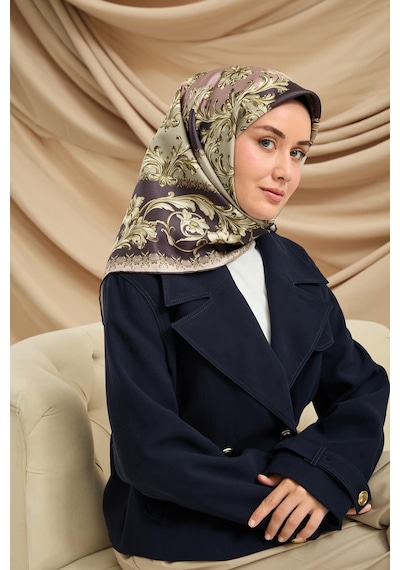 Silk Home Twill İpek Eşarp 11482-25 Koyu Mor, Pudra, Soluk Mor, Yeşil, Krem
