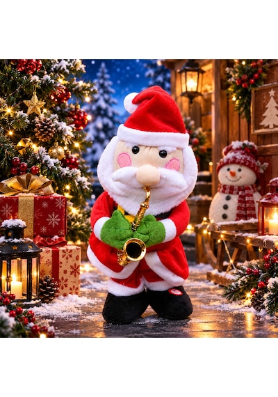 Saksafon Çalan Noel Baba Müzikli Dans Eden Noel Baba Yılbaşı Hediyesi Noel Hediyesi Chrıstmas Gıft