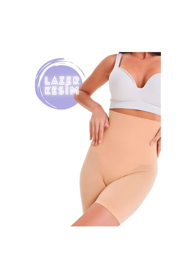 Dikişsiz Toparlayıcı Ve Sıkılaştırıcı Lazer Kesim Spor Korse Kısa Şort Ten Renk Bej
