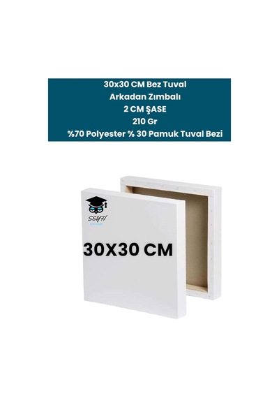 30x30 Cm Bez Tuval Arkadan Zımbalı 2 Cm Şase 210 Gr %70 Polyester % 30 Pamuk Tuval Bezi