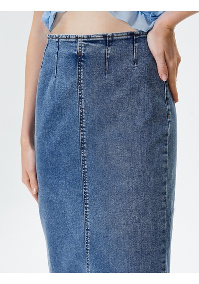 Koton Midi Kot Etek Arkadan Yırtmaç Detaylı Esnek Pamuklu Koyu İndigo 4wal70015md Dark Indigo Koton Midi Kot Etek Arkadan Yırtmaç Detaylı Esnek Pamuklu Koyu İndigo 4wal70015md Dark Indigo