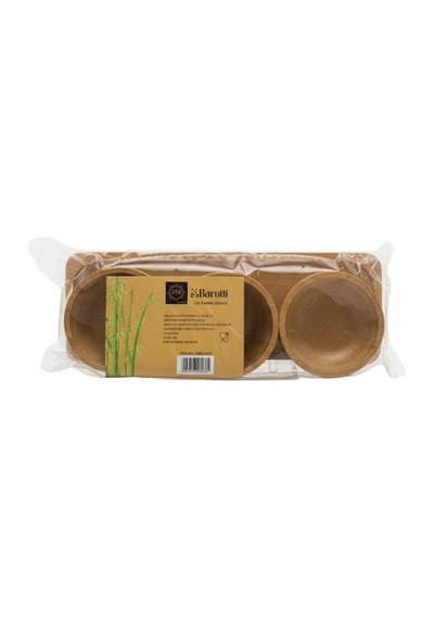 3'li Altlıklı Bambu Mini Sunumluk Çok Renkli