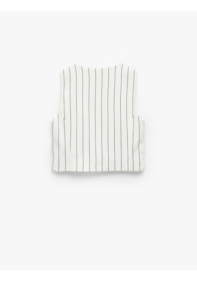Koton Slim Fit V Yaka Kolsuz Çizgili Crop Yelek Lacivert Çizgili 6wak20013pw 7s2
