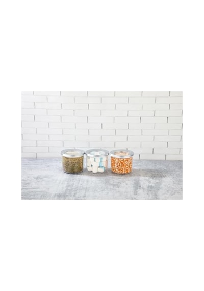 Yuvarlak Lüks Saklama Kabı, Krom Kapak, 3 Adet X 400 Ml 0