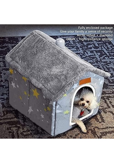 Köpek Evi İç Mekan, Katlanabilir Yumuşak Köpek Yatağı Sıcak Kedi Yuvası Küçük Orta Büyük Köpekler Kediler İçin Minderli Yavru Mağara S İçinde 9 Lbs