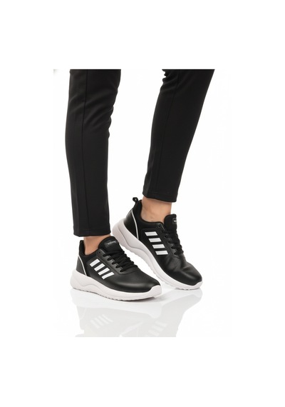Walkway Siyah Beyaz Bağcıklı Hafif Esnek Unisex Spor Ayakkabı Nereus G Siyah - Beyaz